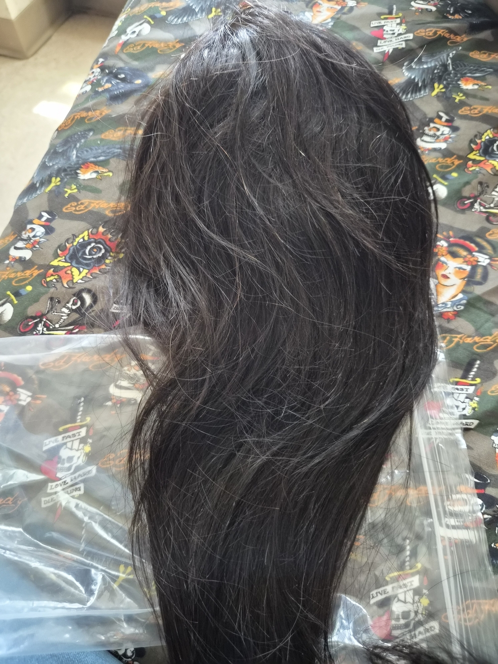Natural Black Remy Human Hair Wig - Sleek Long Style 20 Inch  150% density